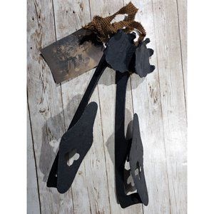 Antique 19th Century Primitive Ice Skate Blades With Antique Picture and Ribbon